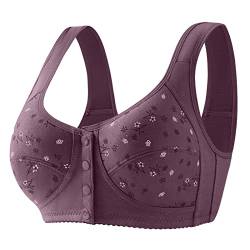 Damen BH Bra Große Größen Komfort Gepolstert Ohne Bügel Sport BH Vorderverschluss Starker Halt Vollschalen BH Bralette Nahtlose Bustier Push up Weicher BH T-Shirts Seamless Unterwäsche (Grey, 50/115) von Glücksvogel