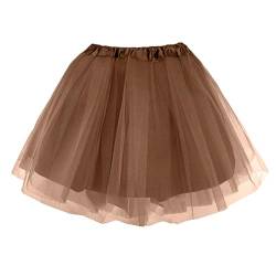 Damen Karneval Kostüm Tüllrock 50er Rockabilly Petticoat Erwachsene Teenager Party Minirock Tutu Röcke Kurz Ballet Tanzen Unterrock Tutu Fancy Dress Halloween Cosplay Tanzkleid für (Coffee, One Size) von Glücksvogel