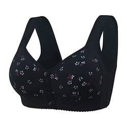 Damen Komfort BH Vorderverschluss Racerback Soft BH ohne Bügel Nahtlos Damen Große Brüste Schlaf BH Starker Halt Push up Bralette Gepolstert Yoga Sports Bustier Klassische Soft-BH (Black, XS) von Glücksvogel