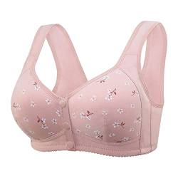 Damen Komfort BH Vorderverschluss Racerback Soft BH ohne Bügel Nahtlos Damen Große Brüste Schlaf BH Starker Halt Push up Bralette Gepolstert Yoga Sports Bustier Klassische Soft-BH (Pink, XXXXXL) von Glücksvogel