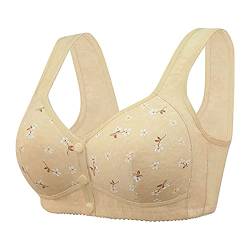 Damen Komfort BH Vorderverschluss Racerback Soft BH ohne Bügel Nahtlos Damen Große Brüste Schlaf BH Starker Halt Push up Bralette Gepolstert Yoga Sports Bustier Klassische Soft-BH Täglicher (Beige, L) von Glücksvogel