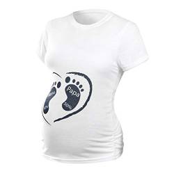 Damen Stillshirt Fußabdrücke, Lustige Witzige Süße Schwangeres Still-Top Umstandsshirt mit Motiv Umstandsmode Schwangerschaft T-Shirt Baumwolle Sommer Mutterschaft T-Shirt Kleidung (UC-White, XXXL) von Glücksvogel