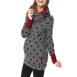 Damen Umstandsmode Still-Kapuzenpullover Langarm Stillpullover Oberteil Herbst Winter Mutterschaft Kapuzenpullover Hoodie Nursing Stillshirt Warm Sweatshirt Still Pullover mit Kapuze (Dark Gray, L) von Glücksvogel