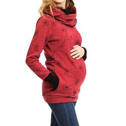 Damen Umstandsmode Still-Kapuzenpullover Langarm Stillpullover Oberteil Herbst Winter Mutterschaft Kapuzenpullover Hoodie Nursing Stillshirt Warm Sweatshirt Still Pullover mit Kapuze für (Red, L) von Glücksvogel