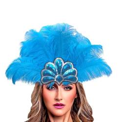 Feder Stirnband 1920s Feder Flapper Haarreif Festival Party Halloween Haarschmuck Frauen Damen Haarband Accessoires Retro Feder Fascinator Cocktail Party Karneval Kostüm (Sky Blue, One Size) von Glücksvogel