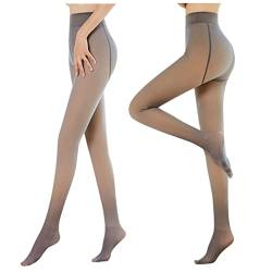 Glücksvogel 2er Pack Strumpfhose Damen Beine Gefälschte Durchscheinende Warme Fleece Strumpfhose Fleece Gefütterte Thermostrumpfhose Hautfarbe Plüschstrümpfe Fake See Through Tights Winterleggings von Glücksvogel