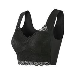 Glücksvogel Damen Nahtlos Spitzen BH ohne Bügel Bustier Weicher Damen Push-Up BH Gepolstert Sport BH Bralette Yoga Sports BH Täglicher Bra Bequem und Weich (Black, M) von Glücksvogel