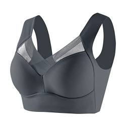 Glücksvogel Damen Nahtlos Spitzen BH ohne Bügel Bustier Weicher Damen Push-Up BH Gepolstert Sport BH Bralette Yoga Sports BH Täglicher Bra Bequem und Weich (T1-Grey, XXXXL) von Glücksvogel