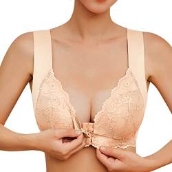 Glücksvogel Damen Nahtlos Spitzen BH ohne Bügel Bustier Weicher Damen Push-Up BH Gepolstert Sport BH Bralette Yoga Sports BH Täglicher Bra Bequem und Weich (T4-Beige, XL) von Glücksvogel