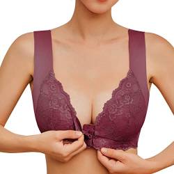 Glücksvogel Damen Nahtlos Spitzen BH ohne Bügel Bustier Weicher Damen Push-Up BH Gepolstert Sport BH Bralette Yoga Sports BH Täglicher Bra Bequem und Weich (T4-Red, M) von Glücksvogel