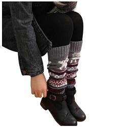 Glücksvogel Damen Stulpen Weihnachten Vintage Winter Beinwärmer Stricken Häkelarbeit Lange Böhmischer Pulswärmer Leg Warmers 80er Jahre Stiefel Boot Abdeckung Knit Crochet Socken Weihnachtsstrumpf von Glücksvogel