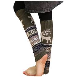 Glücksvogel Damen Stulpen Weihnachten Vintage Winter Beinwärmer Stricken Häkelarbeit Lange Böhmischer Pulswärmer Leg Warmers 80er Jahre Stiefel Boot Abdeckung Knit Crochet Socken Weihnachtsstrumpf von Glücksvogel