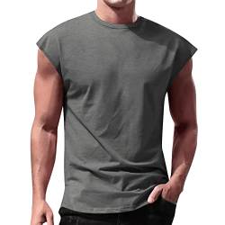 Herren Sport Shirt Tanktop Ärmelloses Tshirts Sommer Muskelshirt Schnelltrocknendes Herren Atmungsaktiv Funktionsshirt Fitness Shirt Gym Achselshirt Unterhemd Männer Weste (Dark Gray, XXXL) von Glücksvogel