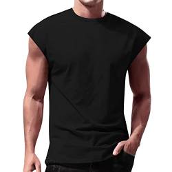 Herren Sport Shirt Tanktop Ärmelloses Tshirts Sommer Muskelshirt Schnelltrocknendes Herren Atmungsaktiv Funktionsshirt Fitness Shirt Gym Achselshirt Unterhemd Männer Weste Bodybuilding (Black, XXXL) von Glücksvogel