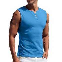 Herren Tank Tops Ärmellose V-Ausschnitt Muskelshirt Tankshirt Tees Sommer Casual Slim Fit Bodybuilding Unterhemd T-Shirt Tee Sport Fitness Street Style Achselshirt Trägershirt Sportswear (Blue, XXXL) von Glücksvogel