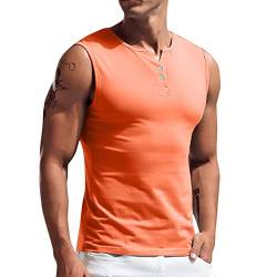 Herren Tank Tops Ärmellose V-Ausschnitt Muskelshirt Tankshirt Tees Sommer Casual Slim Fit Bodybuilding Unterhemd T-Shirt Tee Sport Fitness Street Style Achselshirt Trägershirt Sportswear (Orange, XL) von Glücksvogel