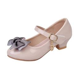 Mädchen Ballerinas Prinzessin Schuhe Schulschuhe mit Absatz Elegant Lederschuhe Pumps Mädchen Schuhe mit Schleife Ballerina Schuhe Kinder Abendschuhe Fashing Kostüm Zubehör Schuhe Mädchen Geschenk von Glücksvogel