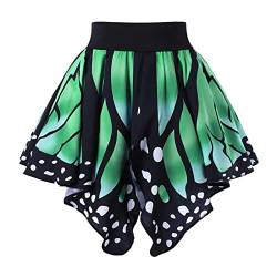 Schmetterling Kostüm Damen Mädchen Schmetterling Rock Faschingskostüme Rock Festival Karneval Party Schwingen Röcke Tanz Faltenrock Knielang A-Linie Rock Asymmetrie Minikleid (Green #1, XXL) von Glücksvogel