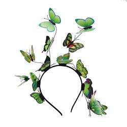 Schmetterling Stirnband Fascinator Schmetterling Braut Cosplay Haarband Frauen Mädchen Karneval Kopfschmuck Haarreif Party Kopfbedeckung Accessoire für Ostertag Hochzeit (C1-Green, One Size) von Glücksvogel