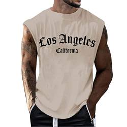 Tank Top Herren Muskelshirts Ärmelloses Sport Tshirts Tanktop Achselshirts Unterhemd Herren Sommer Schnelltrocknendes Funktionsshirt Atmungsaktiv Fitness Shirt Trägershirts Weste Tee (Khaki, XXXXL) von Glücksvogel