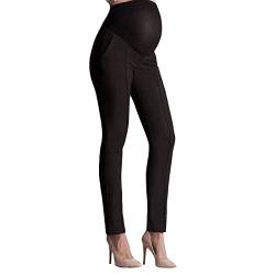 Umstandshose Damen Lang Schwangerschaftshose Elegant Business-Hose Komfortable Umstandshose Umstandsleggings Baumwolle Super Bequeme Umstands Hosen Maternity Schwangerschaft Umstandsmode (Black, L) von Glücksvogel