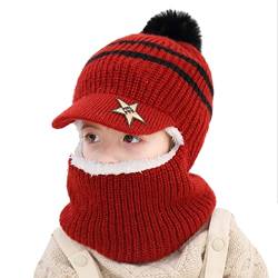 Wintermütze Beanie Hut Schal Set für Kinder, Kleinkind Jungen Mädchen Winter Warme Fleecefutter Strickmütze Winterschal Schalmütze Fleece Mütze Gestrickte 2er Schal Set für Kinder 1-8 Jahre Baby von Glücksvogel