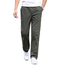 Herren Chino Hose Lockere Loose Fit Chinohose Casual Stretch Arbeitshose Moderene Herrenhose Männer Hose Freizeithose Stoffhose mit Elastischem Kordelzug, Dunkles Armeegrün, 4XL von Gmardar