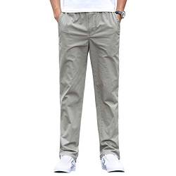 Herren Chino Hose Lockere Loose Fit Chinohose Casual Stretch Arbeitshose Moderene Herrenhose Männer Hose Freizeithose Stoffhose mit Elastischem Kordelzug, Hellgrau, 4XL von Gmardar