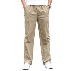 Herren Chino Hose Lockere Loose Fit Chinohose Casual Stretch Arbeitshose Moderene Herrenhose Männer Hose Freizeithose Stoffhose mit Elastischem Kordelzug, Khaki, 3XL von Gmardar