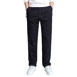 Herren Chino Hose Lockere Loose Fit Chinohose Casual Stretch Arbeitshose Moderene Herrenhose Männer Hose Freizeithose Stoffhose mit Elastischem Kordelzug, Schwarzer Reißverschluss, 3XL von Gmardar