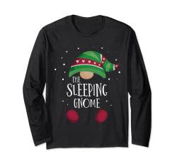 Schlafender Wichtel, passender Weihnachts-Pyjama Langarmshirt von Gnome Shirts Matching Christmas PJs Family Pajamas