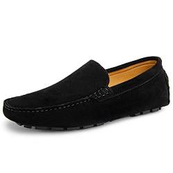 Go Tour Herren handgefertigte Wildleder Casual Loafers Schuhe, A Schwarz, 46 EU von Go Tour