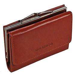 Branco Damen Geldbörse Leder 6 Farben, Portemonnaie Geldbeutel mit Metall Bügel, Knipser (Braun) von GoBago