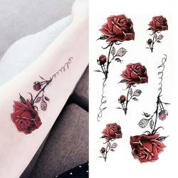 2 Bilder Von Sexy Und Schönen Roten Rosen Wasserdicht Und Langlebig Realistische Temporäre Tattoo-Aufkleber Für Frauen Auf Dem Arm Tattoo-Aufkleber Gefälschte Tätowierung von GoDdis