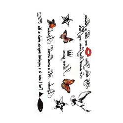 2 Bilder Von Wunderschönen Englischen Buchstaben Mit Schmetterlingen Frisch Wasserfest Und Langlebig Realistische Tattoos Für Frauen Auf Dem Schlüsselbein Temporäres Tattoo Aufkleber von GoDdis