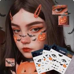 2 Halloween Kürbis Make-Up Temporäre Tattoo Aufkleber Erwachsene Clown Make-Up Gefälschte Narbe Gesicht Aufkleber Tattoo Aufkleber Fake Tattoo von GoDdis