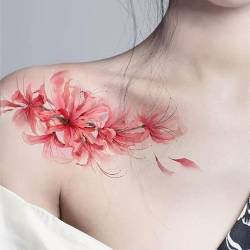 2 Stück Temporäre Tattoo-Aufkleber Für Frauen Wasserdicht Langlebig Simuliert Frisch Sexy Kirschblüten Halsbedeckung Narben Tattoo-Aufkleber Fake Tattoo von GoDdis