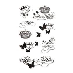 2 Stück Wasserdichte Temporäre Tattoo-Aufkleber Für Frauen Schwarz-Weißer Schmetterling Englische Buchstaben Arm-Tattoo-Aufkleber Gefälschte Tätowierung von GoDdis