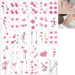 30 Temporäre Tattoo-Aufkleber Für Frauen Wasserdicht Langlebig Simuliert Frisch Sexy Kirschblüten Halsbedeckung Narben Tattoo-Aufkleber Fake Tattoo von GoDdis
