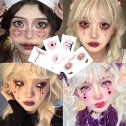 4 Halloween Schwarze Risse Narben Temporäre Tattoo Aufkleber Schrammen Prellungen Naht Aufkleber Blutstropfen Make-Up Tattoo Aufkleber Fake Tattoo von GoDdis