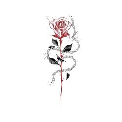 Rote Rose Temporäre Tattoo Aufkleber Wasserdicht Frauen Langlebige Simulation Gemalt Farbe Tattoo Aufkleber Gefälschte Tattoo von GoDdis