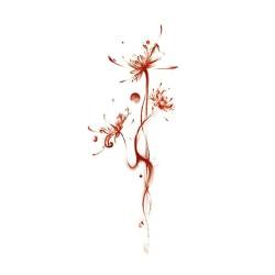 Roter Bana-Blume-Temporärer Tattoo-Aufkleber Für Frauen Wasserdicht Langlebig Farbe Blumen-Arm-Arm-Kunst Malerei Tattoo-Aufkleber Gefälschte Tätowierung von GoDdis