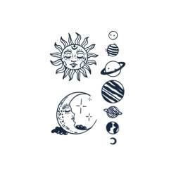 Sonne Und Mond Temporäre Tattoo-Aufkleber Weiblicher Planet Tattoo-Saft Pflanzentinte Wasserfest Semipermanent Und 2 Wochen Haltbar Gras Und Bäume von GoDdis