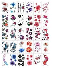 Temporäre Tattoo-Aufkleber Für Frauen Wasserdicht Langlebig Kleine Schmetterlings- Und Blumenmuster Zum Abdecken Von Narben Armen Knöcheln Sexy Schlüsselbein-Tattoo-Aufkleber von GoDdis