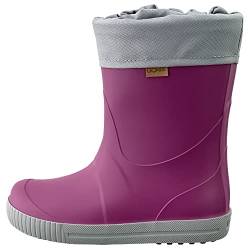 GoKids Gummistiefel Kinder Mädchen Jungen Wasserdichte Stiefel Outdoor Boots Regenstiefel Herbst Winter warm gefüttert, Lila Violett Grau, 24/25 von GoKids