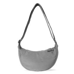 GoPaw Damen Halbmond Crossbody Schultertasche, Hobo Halfmoon Bag, Nylon Crossbody Bag Damen Halbmond Schultertasche mit verstellbarer Schultergurt, Einfarbige von GoPaw