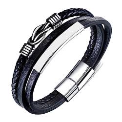 GoPaw Männer Armband Leder Armreif schwarz,Armband Herren Männer Leder,Geflochtenes Lederarmband für Männer,Armband Herren,Das perfekte Geschenk zum Vatertag von GoPaw