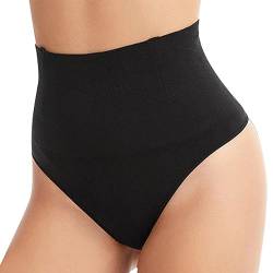 GoPaw Mieder String Damen Formslip,Damen Hohe Taille Miederslip,Thong Bauchweg,Bauch Weg Mieder String Tanga Slip,Bauchweg String,Shapewear Thong (Schwarz/Skin Tone) (L, Schwarz) von GoPaw