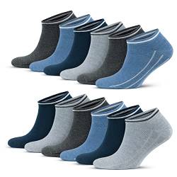 GoWith 12 Paar Bunte Sneaker Socken aus Baumwolle, Atmungsaktive Kurz Socken für Herren, Laufsocken für Männlich, Ohne Muster Sport Socken, OEKO TEX, 39-42, 3117 von GoWith