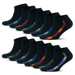 GoWith 12 Paar Bunte Sneaker Socken aus Baumwolle, Atmungsaktive Kurz Socken für Herren, Laufsocken für Männlich, Ohne Muster Sport Socken, OEKO TEX, 39-42, 3143 von GoWith